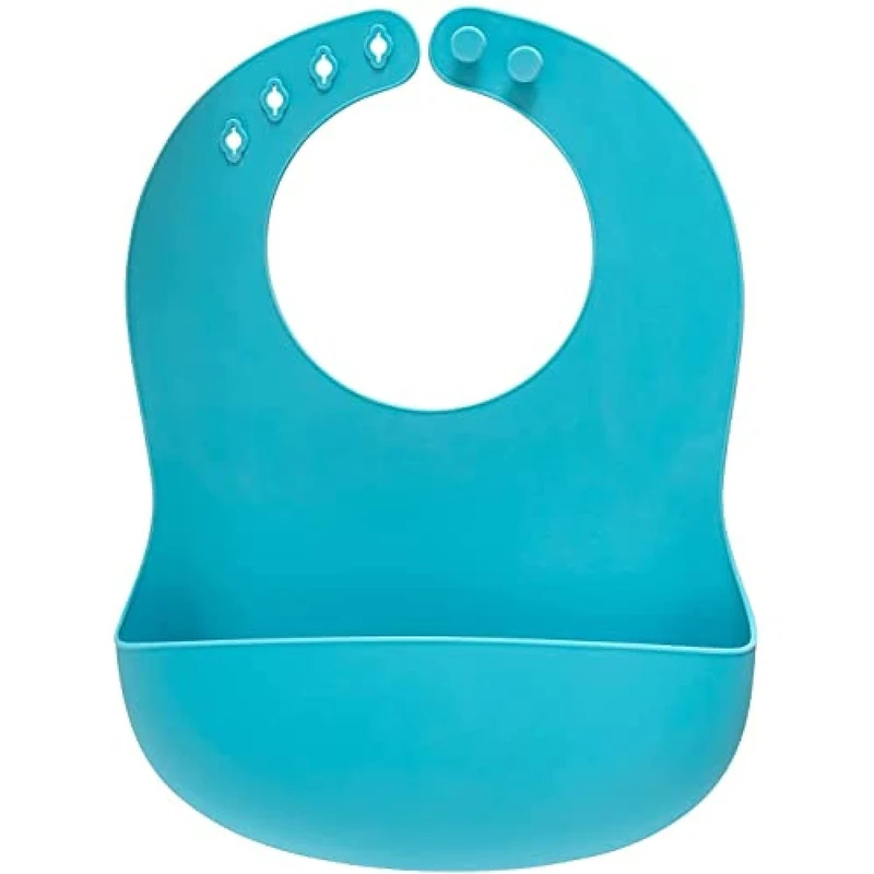 Reer Eat'n Tidy 25033 Silicone Bib with Crumb Tray, Dishwasher-Safe, Grows with Your Child, Blue