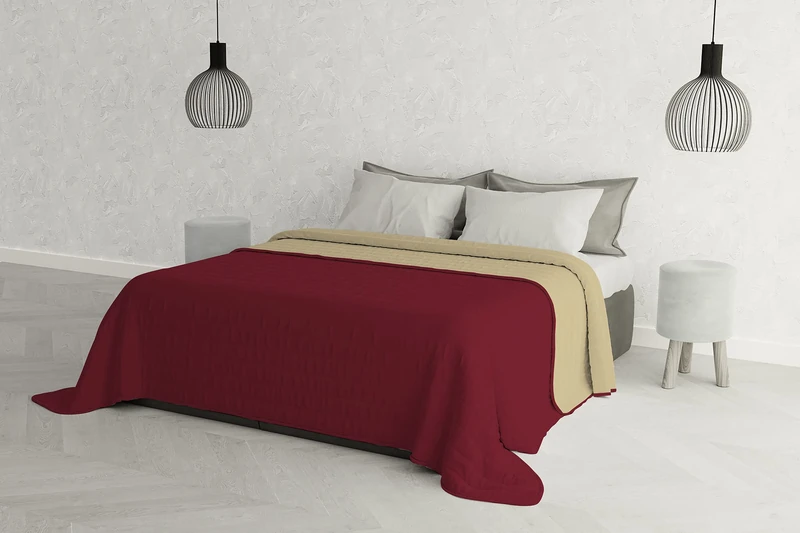 Italian Bed Linen MB Home Italy “Elegant” Summer Quilt, Bordeaux/Cream, 260x270 cm