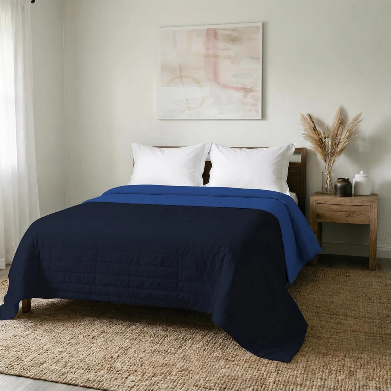 MB Home Italy “Elegant” Summer Quilt, 260x270 cm, Dark Blue/Royal - Image 1