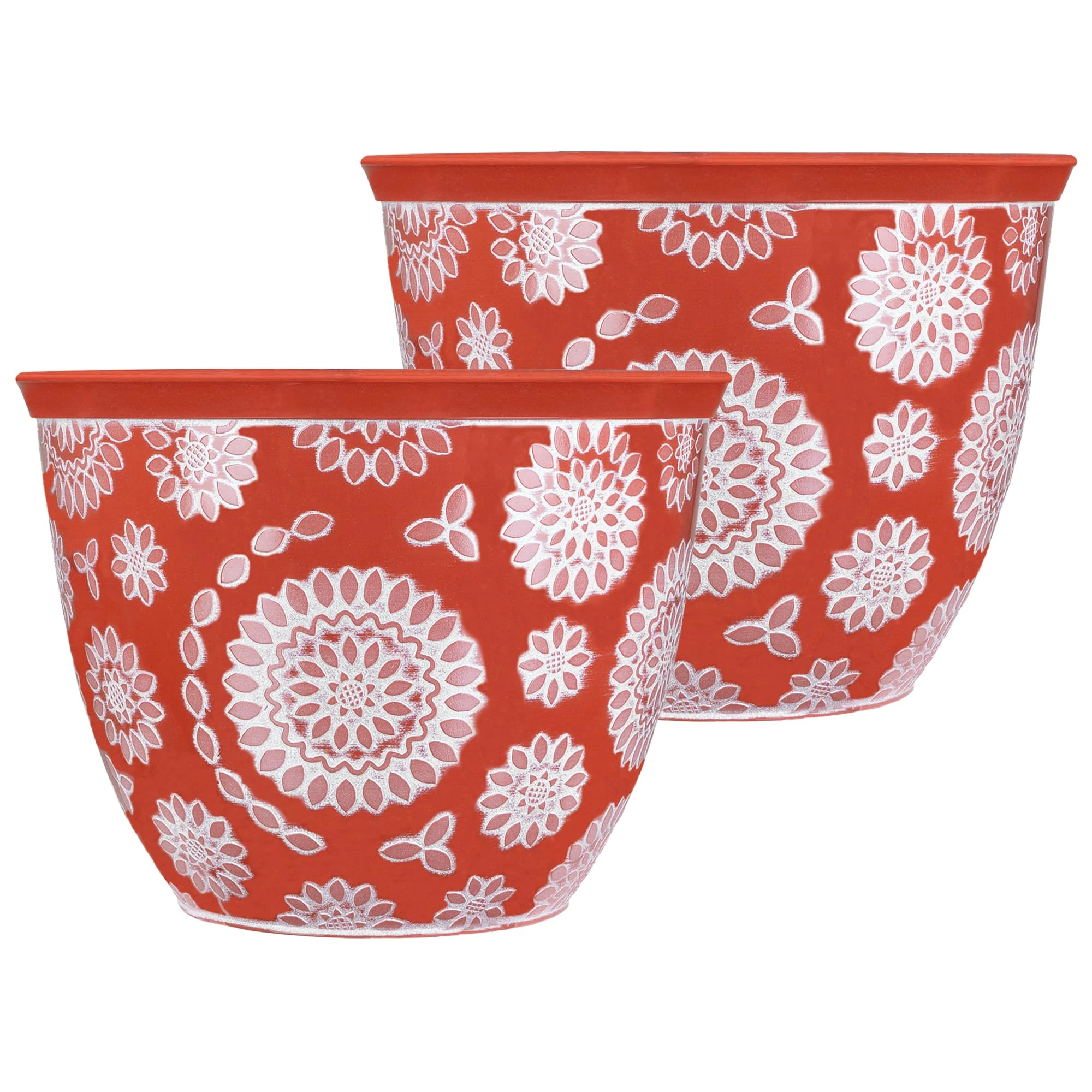 SG Traders Pack Of 2 X-Large Plastic Round Chengdu Garden Plant Pots Planter Indoor Outdoor Pots Top Diameter Flower Pot with Drainage Holes, Beautiful Planters for Your Garden Needs (30, 36, 40cm)