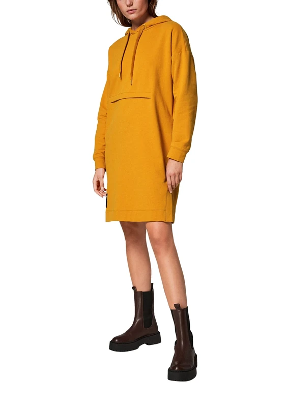 Comma CI Women's Kleid Kurz Casual Dress, 1807 Curry, 34