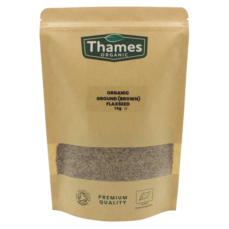 Organic Ground Flaxseed | Linseed-Certified Organic 250g, Non-GMO, Vegan, No Additives, No Preservatives, Resealable Bag by Thames Organic Brown 250g