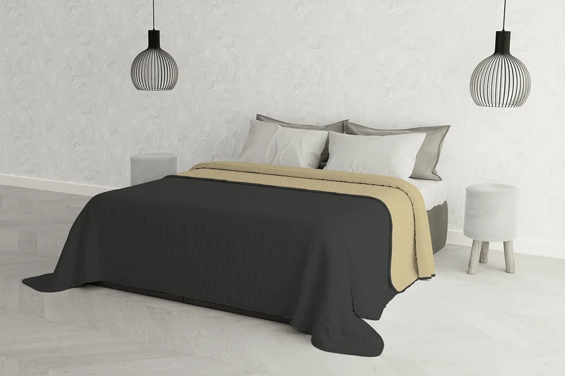 MB Home Italy “Elegant” Summer Quilt, 260x270 cm, Cream/Dark Grey