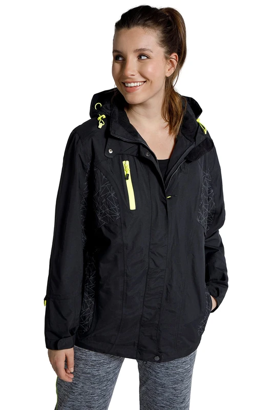 Ulla Popken Women's Jacke, Baukastensystem, Wasserdicht, Kapuze Functional Jacket, Schwarz, 16-18