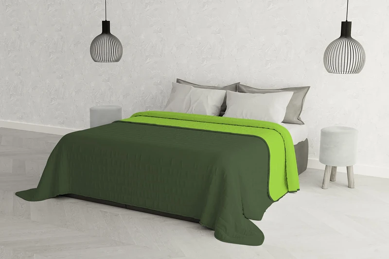 MB Home Italy “Elegant” Summer Quilt, 260x270 cm, Apple Green/Dark Green