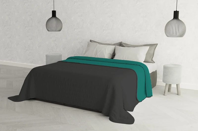Italian Bed Linen MB Home Italy “Elegant” Summer Quilt, Water Green/Dark Green, 260x270 cm