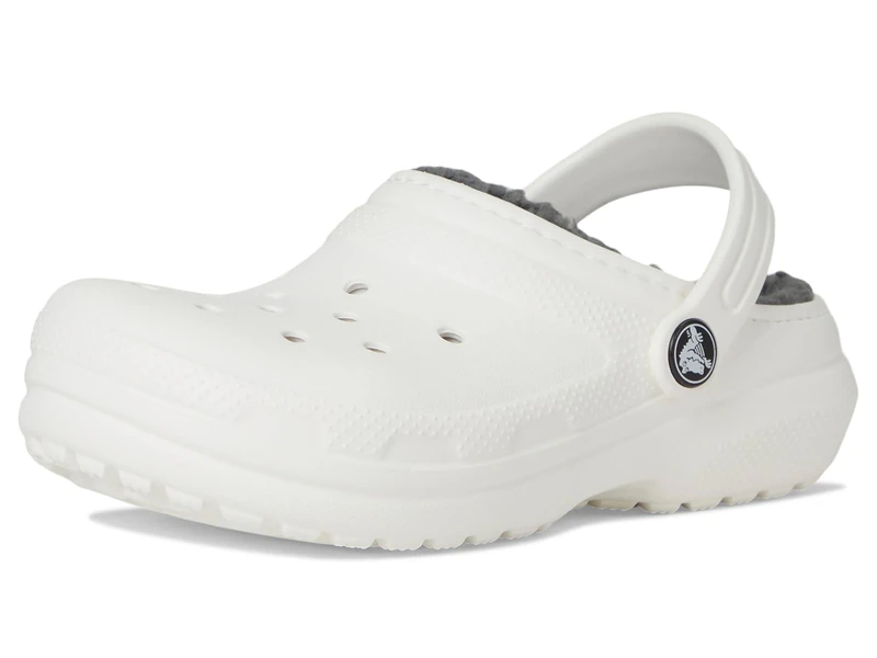 Crocs Kids Clogs, Classic Lined Clog K, White/Grey,12 UK Child - Image 1