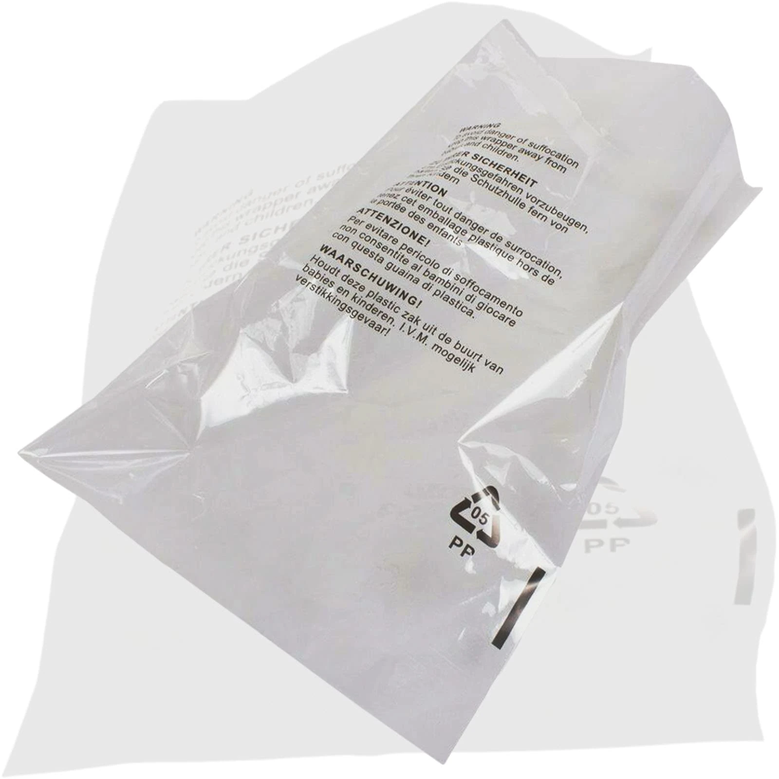 100 x Self Seal Clear Cellophane Plastic Bags (Size - 8 x 10") Transparent Packaging Poly Bags with Suffocation Warning in 5 Languages - Display Garment Bags