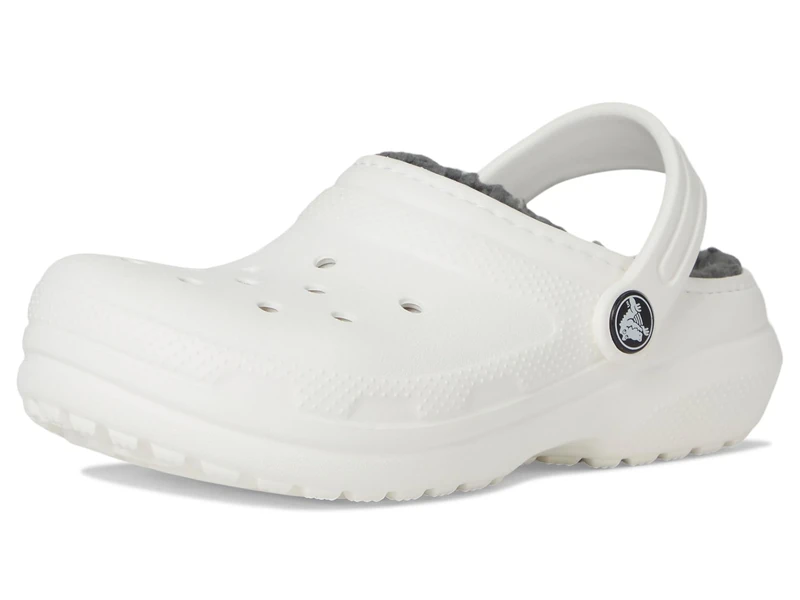 Crocs Kids Clogs, Classic Lined Clog K, White/Grey,1 UK