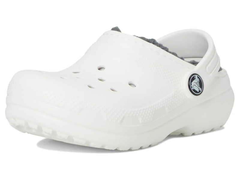 Crocs Kids Clogs, Classic Lined Clog T, White, Grey, 4 UK Child