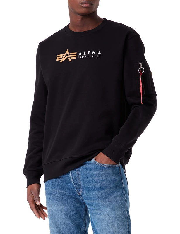 Alpha Industries Alpha Label Sweatshirt for Men Black - Image 1