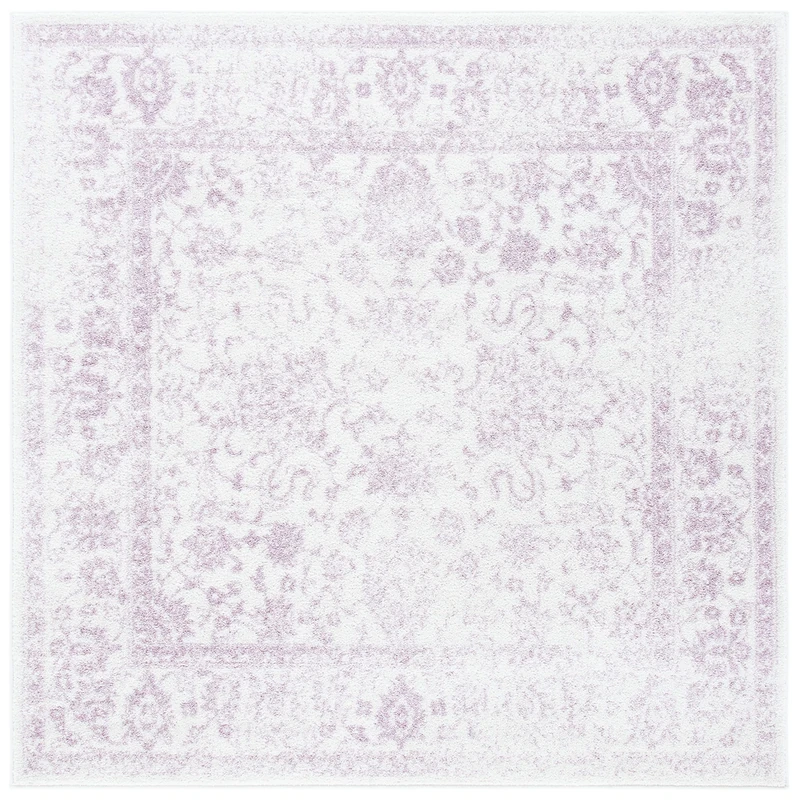 Safavieh Distressed Rug for Living Room, Dining Room, Bedroom - Adirondack Collection, Short Pile, in Purple and Ivory, 183 X 183 cm