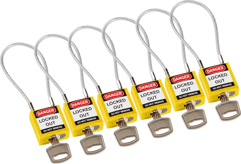 Brady 195973 Padlock, Yellow, 32mm x 16mm, Set of 6 Pieces