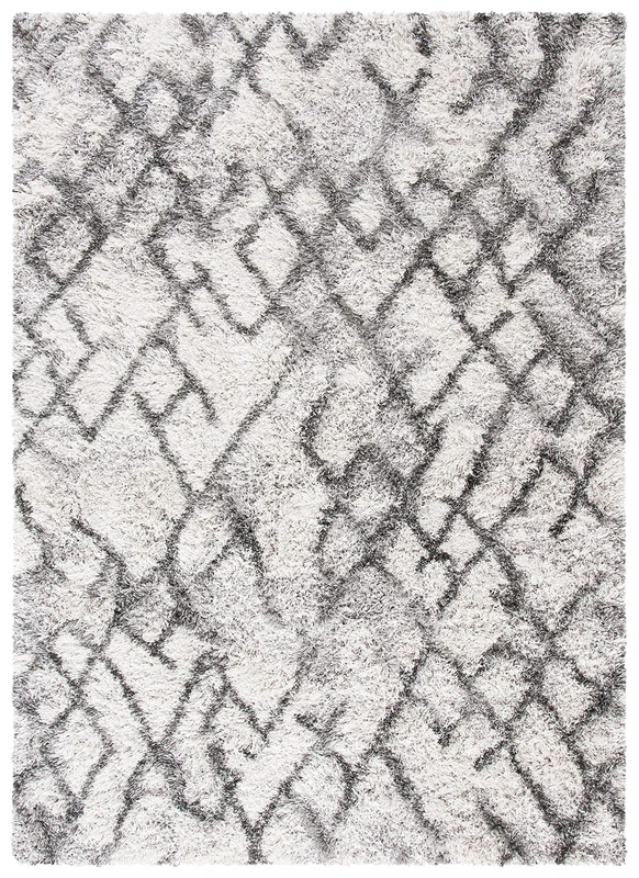 SAFAVIEH Shag Rug for Living Room, Dining Room, Bedroom - Horizon Shag Collection, Short Pile, in Grey and Ivory, 91 X 152 cm