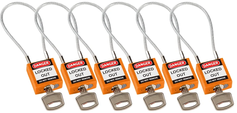 Brady 195983 Padlock, Orange, 32mm x 16mm, Set of 6 Pieces