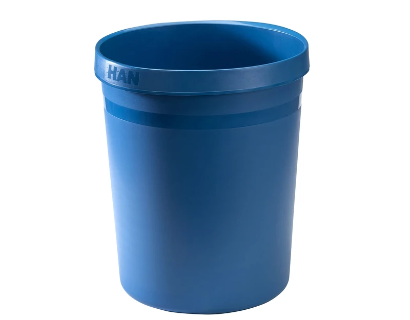 HAN Grip Karma Waste Paper Bin - 15 Pieces, Contemporary Waste Paper Bin, Sturdy, Made from 80-100% Recycled Material, 18 Litre Volume, Eco Blue, 18198-16 - Image 1