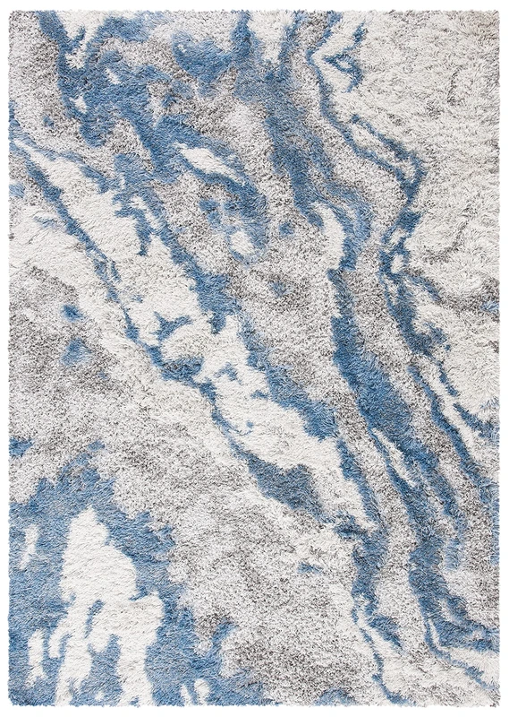 SAFAVIEH Shag Rug for Living Room, Dining Room, Bedroom - Horizon Shag Collection, Short Pile, in Grey and Blue, 91 X 152 cm