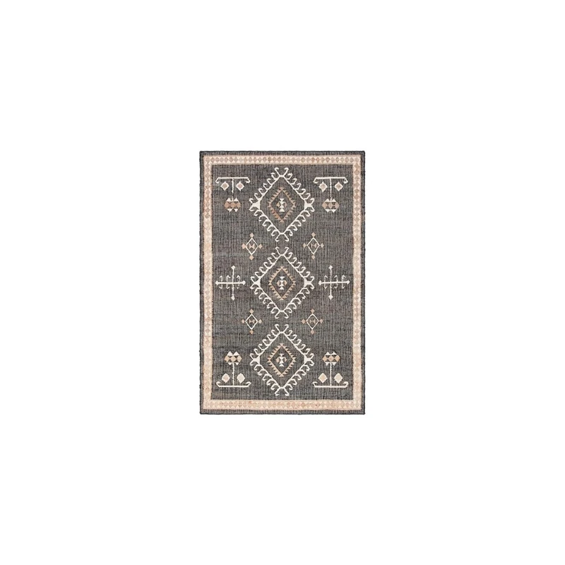 Safavieh Geometric Rug for Living Room, Dining Room, Bedroom - Kilim Collection, Short Pile, in Black and Ivory, 90 x 150 cm