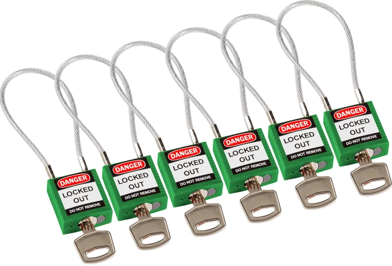 Brady 195975 Padlock, Green, 32mm x 16mm, Set of 6 Pieces