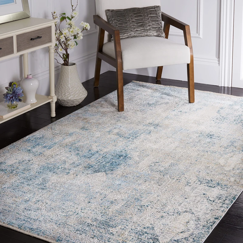 Safavieh Contemporary Rug for Living Room, Dining Room, Bedroom - Dream Collection, Short Pile, in Grey and Blue, 122 X 183 cm
