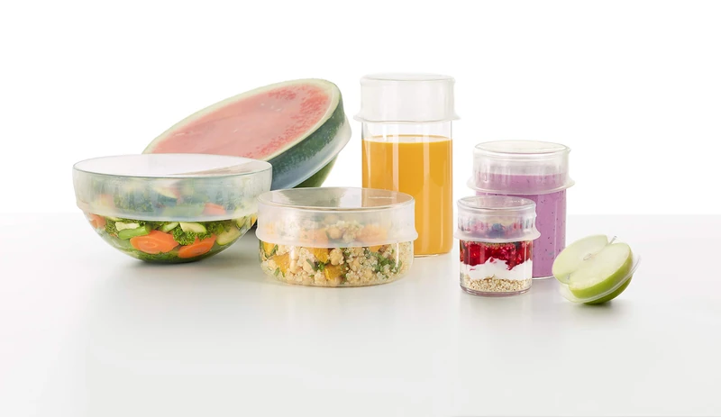 Reusable Silicone Flexible Lid Set - 6 Piece Set Includes: 3.3", 4.5", 6", 8", 10.2" Lids