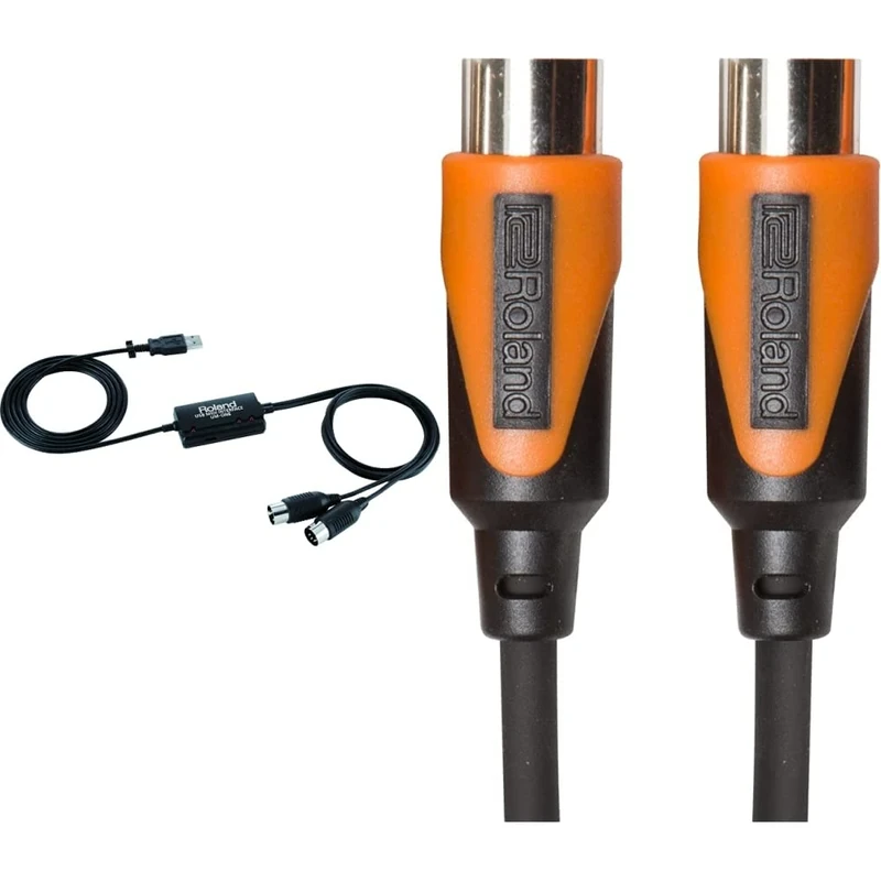 Roland Um-One Mk2 Usb Midi Interface, Usb Bus-Powered, Mac/Pc/Ipad/Apple Ipad Camera Connection Kit Compatible & Rmidi-B3 Black Series Midi Cable. Straight Din Connectors, 3Ft / 1M Length.