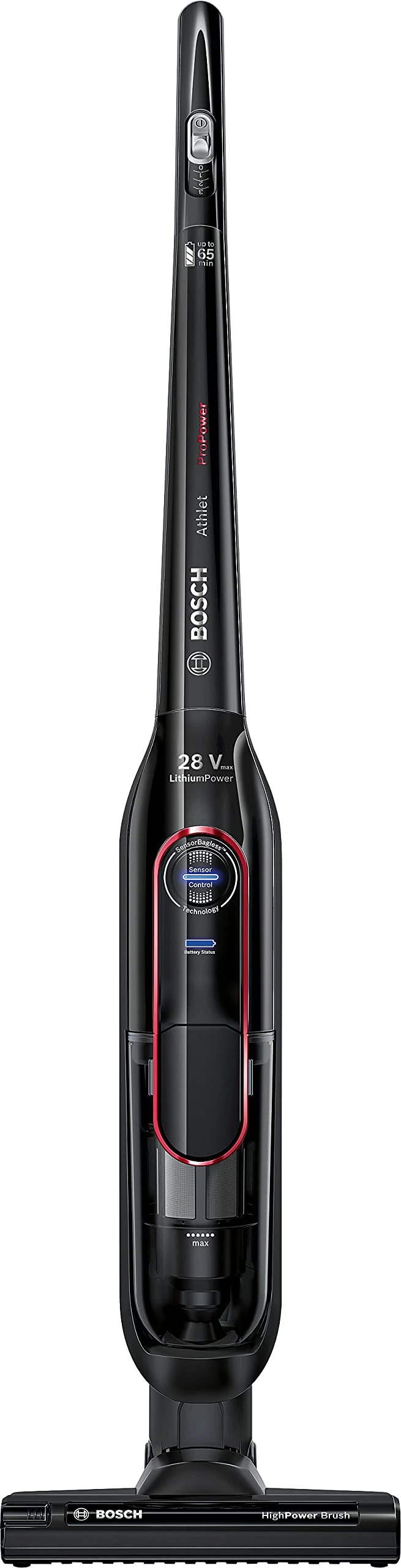 Bosch BBH6POWGB Serie 6 Athlet ProPower Cordless Stick Vacuum Cleaner, Suitable for All Floor Types, 25.2V Battery, 65 Minutes Run Time, Black