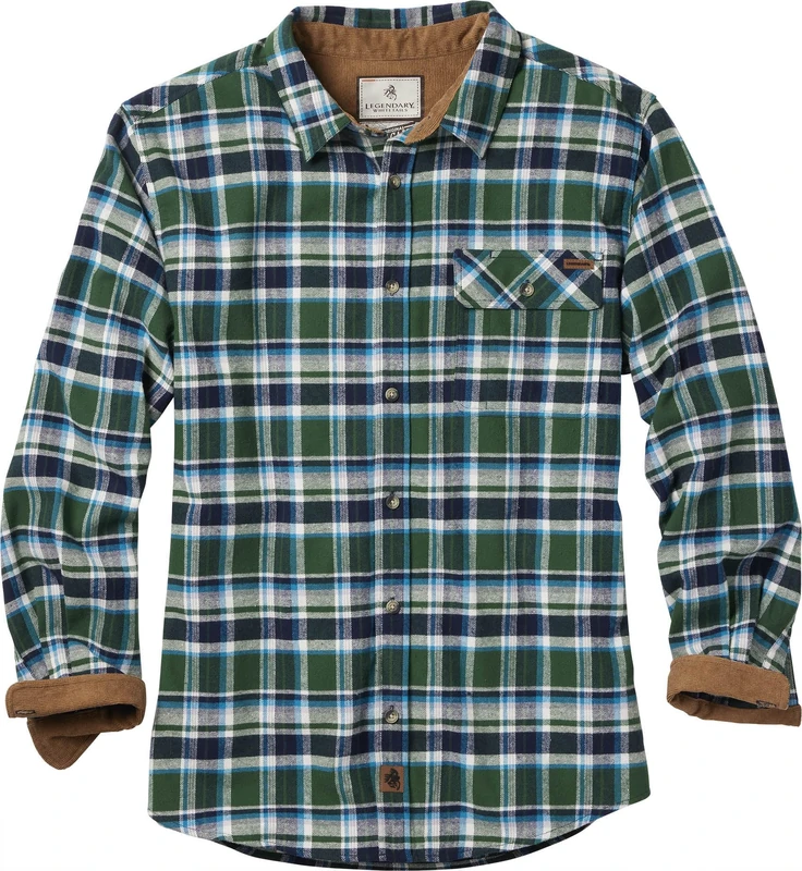 Legendary Whitetails Men's Buck Camp Flannel, Long Sleeve Button Down Casual Shirt, Corduroy Cuffs, Pike Place Plaid, X-Large - Image 1