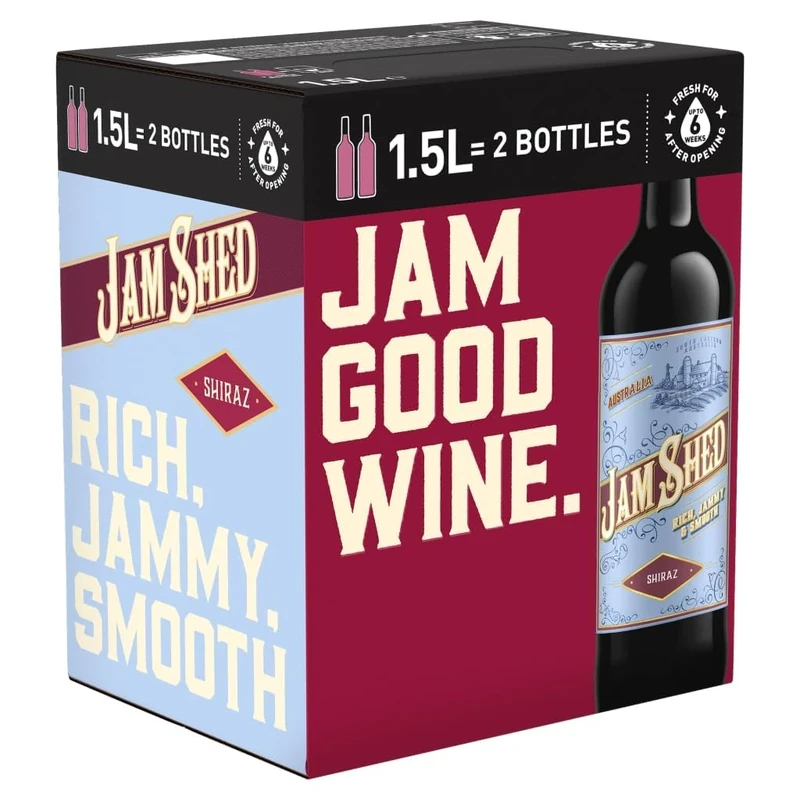 Jam Shed Shiraz Red Wine 12.5% ABV | 1.5L | Boxed Wine | Rich, Jammy and Smooth