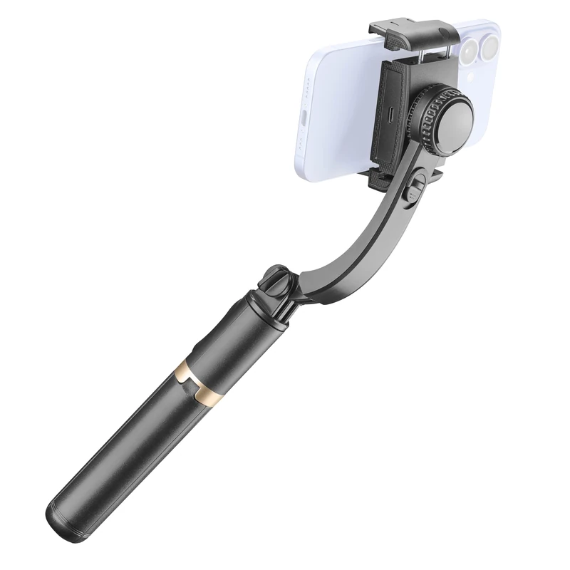 Cellularline FREEMOTION 3-in-1 Gimbal with Intelligent Anti-Shake Stabilizer, Selfie Stick, Tripod, Bluetooth Remote Control, Aluminium, Vertical and Horizontal Shooting, Black