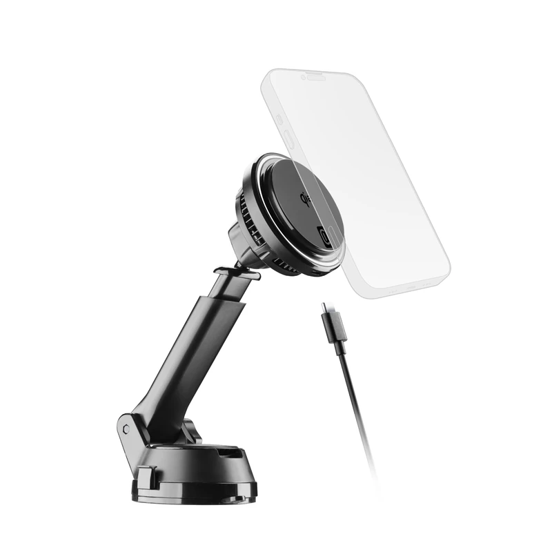 cellularline Freeze MAG Car Mount with Cooling and Qi2 Magnetic Charge up to 15 W, Mounting on Windscreen or Air Vents, Mag Ring Included, Compatible with Qi2 Smartphones