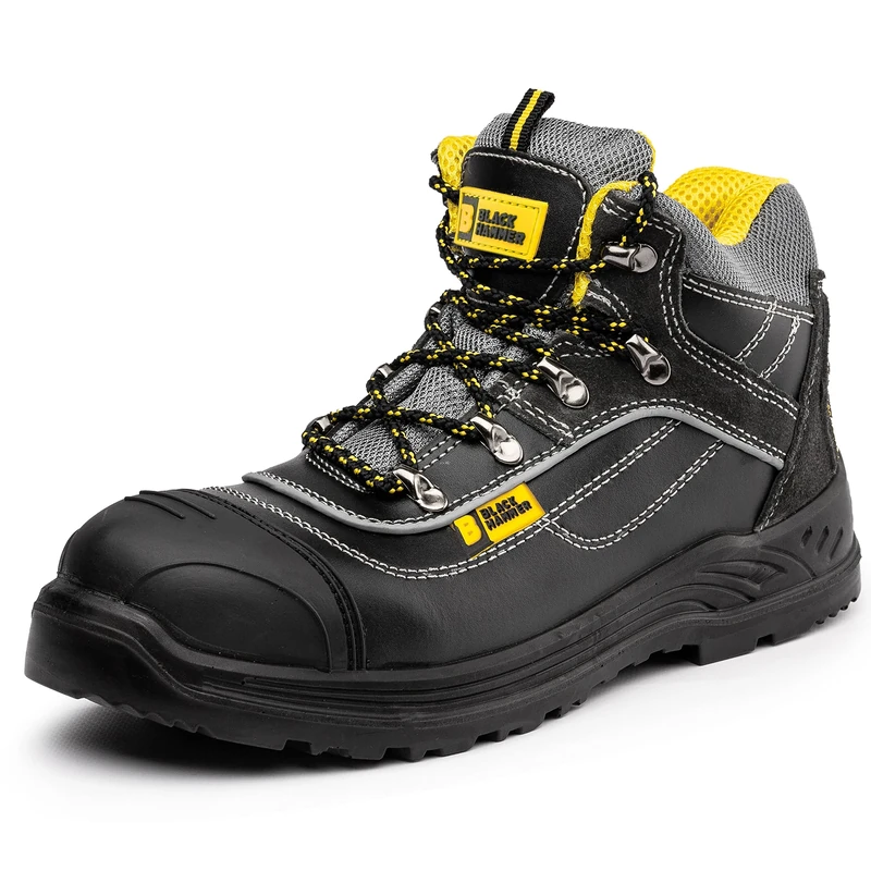 Black Hammer Mens Safety Work Boots Steel Toe Cap Durable and Comfortable Shoes Lightweight Waterproof Non-Slip Anti Static S3 SRC 9944 (14 UK)