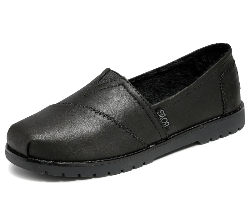 Skechers Women's Bob's Chill Lug Urban Spell Leather Slip On Loafers, (Size 8, Black)