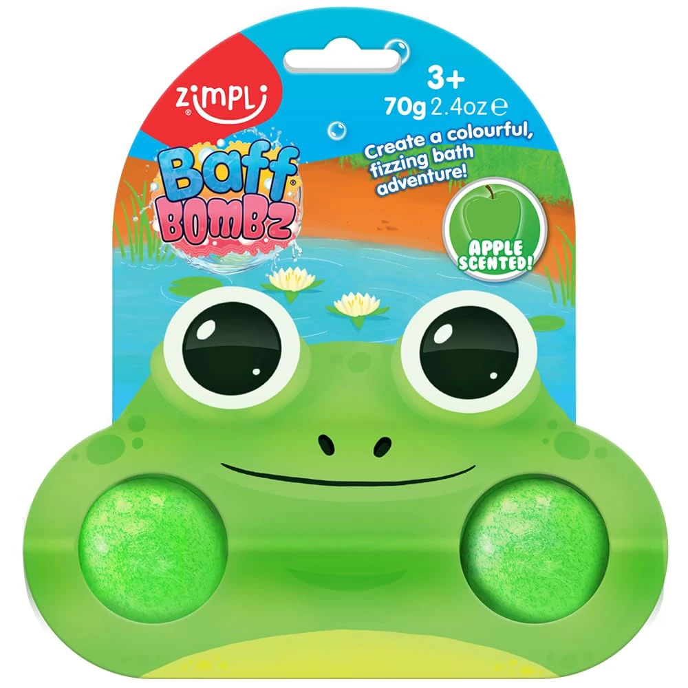 ZIMPLI - Large Frog Baff Bombz on Gift Card, Bath Bombs for Boys & Girls, Party Bag Fillers, Prizes, Rewards, Pinata Toys, Pocket Money Gift