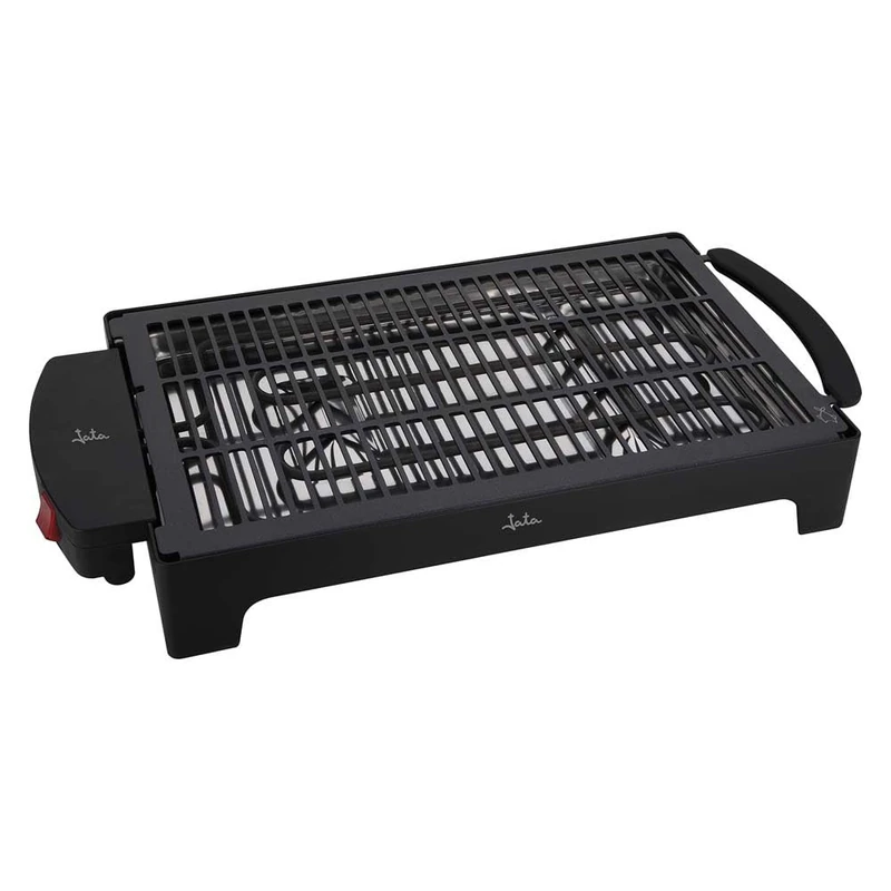Jata EBQ2 Electric BBQ Grill for Indoor and Outdoor Use, Smokeless and Odourless, 2000 W, Surface 400 x 260 mm, Removable, Easy Care, Non-Stick, Black
