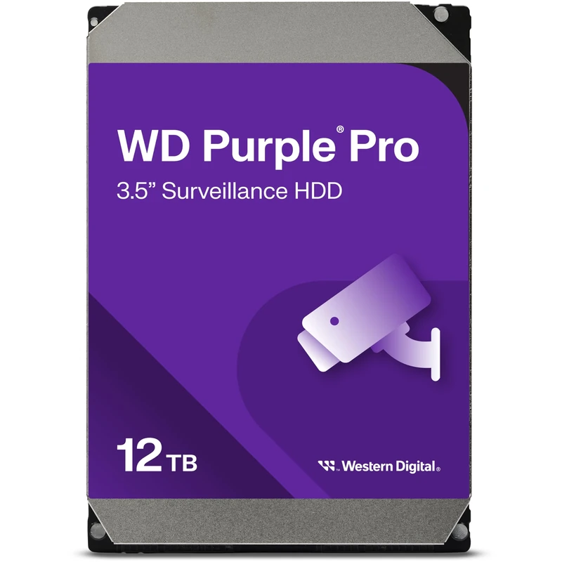 WD Purple Pro 12TB Smart Video 3.5" Internal Hard Drive, AllFrame Technology, 550TB/yr, 256MB Cache, 7200 RPM, 5 Year Warranty