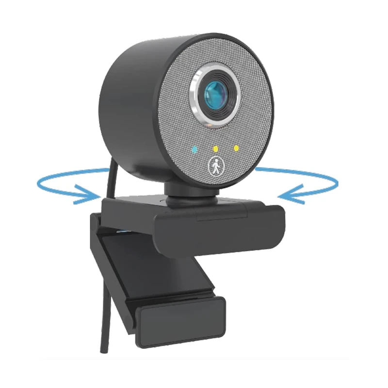 Midland – Webcam for PC Follow-U with Integrated Microphone, 360° Camera with Live Tracking, Full HD Webcam for Laptop for Streaming, Podcasts, and Videoconferences, Compatible with All USB Devices