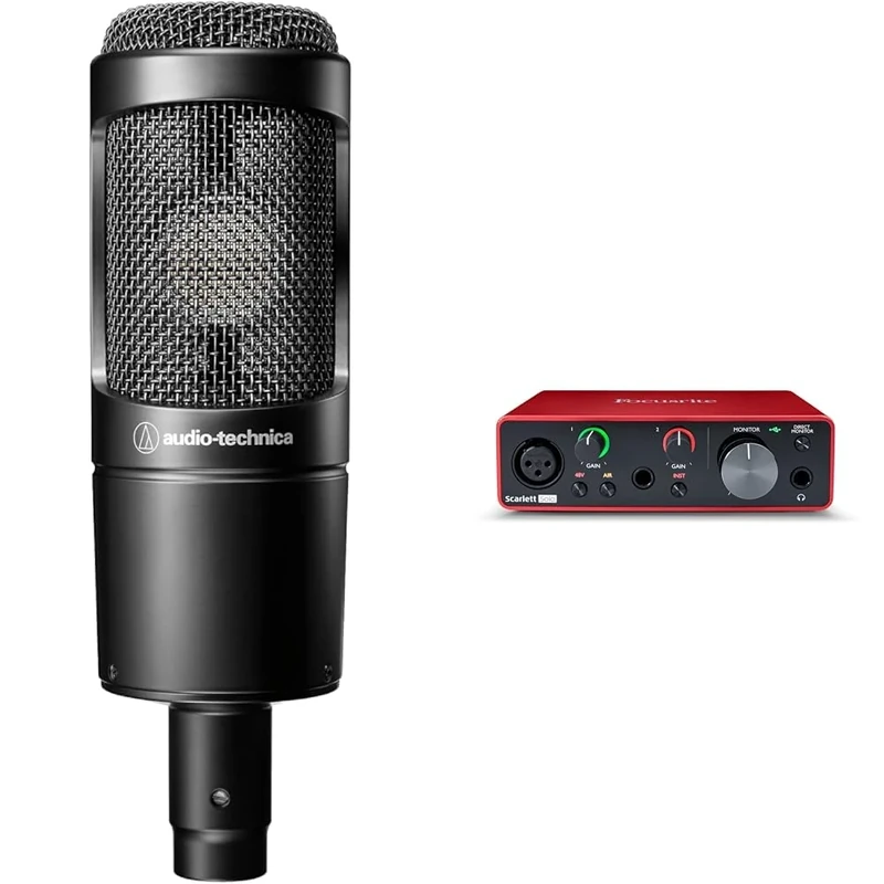 Audio-Technica AT2035 Cardioid Condenser Microphone for home audio recording & Focusrite Scarlett Solo 3rd Gen USB Audio Interface, for the Guitarist, Vocalist, Podcaster or Producer