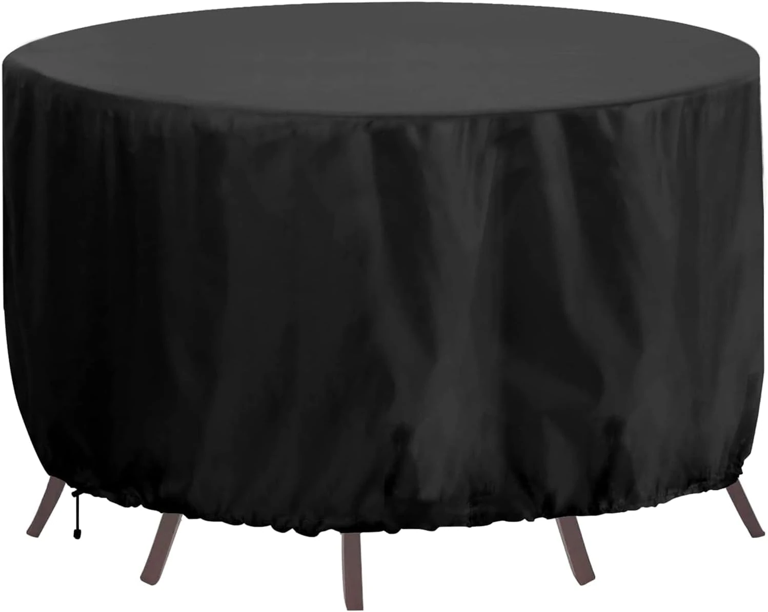 RICHIE Round Garden Furniture Covers Waterproof, Patio Round Garden Table Cover 102x71cm Heavy Duty 420D Oxford Small Round Table Covers with Drawstring Cord, Windproof, Anti-UV Black