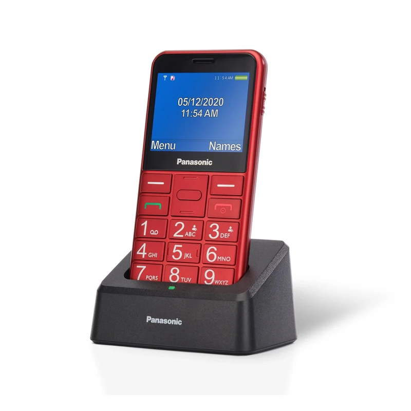 Panasonic KX-TU155 Essentials Mobile Phone for Elderly, Priority Call, Big Button Phone, SOS Emergency Button, Hearing Aid Compatible, Bluetooth, FM Radio, Camera, Red