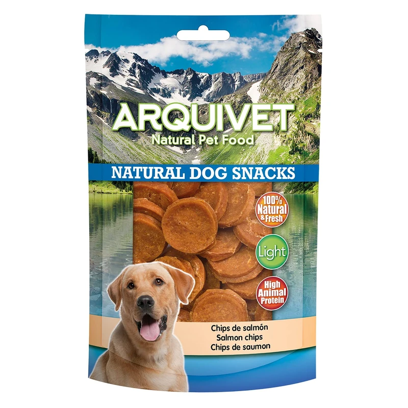 Arquivet - Pack 12 Units - Salmon Snack Chips - 100g - Natural Dog Snacks