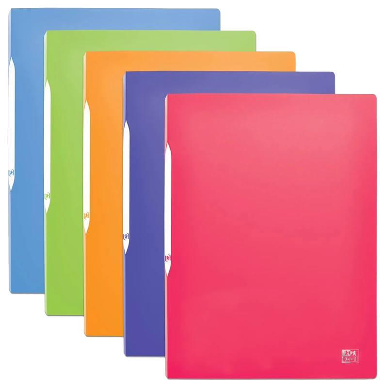 OXFORD Stand'Up Document Sleeves A4 100 Sheets / 50 Pockets Polypropylene Cover Translucent Assorted Colours Pack of 10