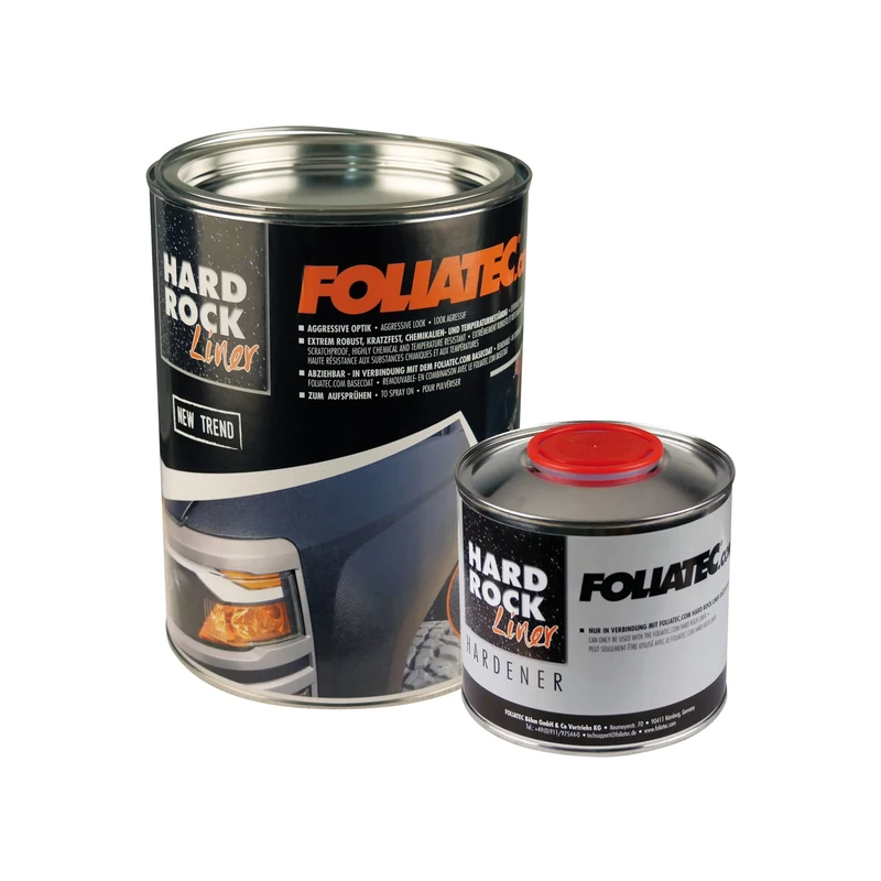Foliatec Hard Rock Liner, 2K Textured Paint - Removable Set, Removable Bedliner Spray Coating: Enough for a Small Car, Black Ultramatt - Image 1