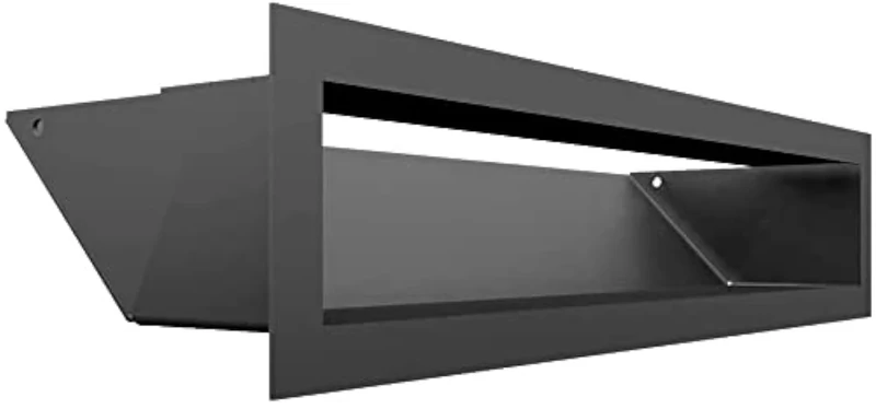 KRATKI Ventilation Grille Air | Hot Air Grille 9 x 40 cm | Graphite | Exhaust Air Grille for Fireplace Ventilation | Air Intake at an Angle of 45 Degrees | Overheat Resistant | Ideal for Modern