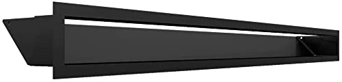 KRATKI Ventilation Grille Air - Hot Air Grille 9 x 100 cm Black, Heat Resistant Exhaust Air Grille for Fireplace, Air Outlet 45° Tilt, Optimal Ventilation - Modern Design for Indoor Use