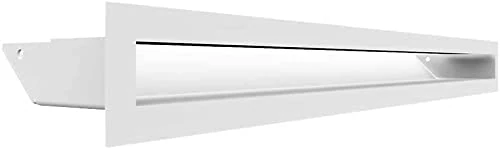 KRATKI ventilation grille AIR | Warm air grille 6 x 60 cm | White | Exhaust grille for chimney ventilation | Air intake at a 45 degree angle | overheating resistant | Ideal for modern interiors