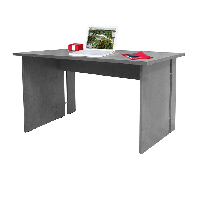 DMORA - Linear desk for office and study, Minimal computer table, Desk for work, 120x78xh75 cm, Cement Gray color