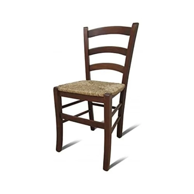 Dmora - Classic wooden chair, for dining room, kitchen or living room, Made in Italy, cm 44x45h87, Seat h cm 43, Walnut color