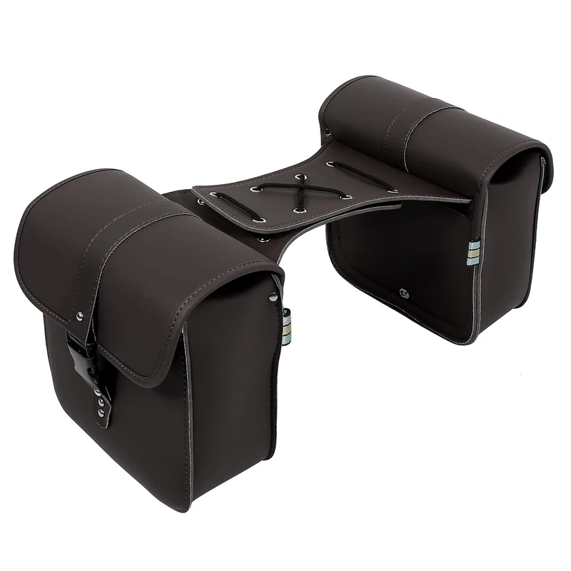 Motoforti Pair Motorcycle Saddlebag Side Bags Quick Release Buckles Dark Brown
