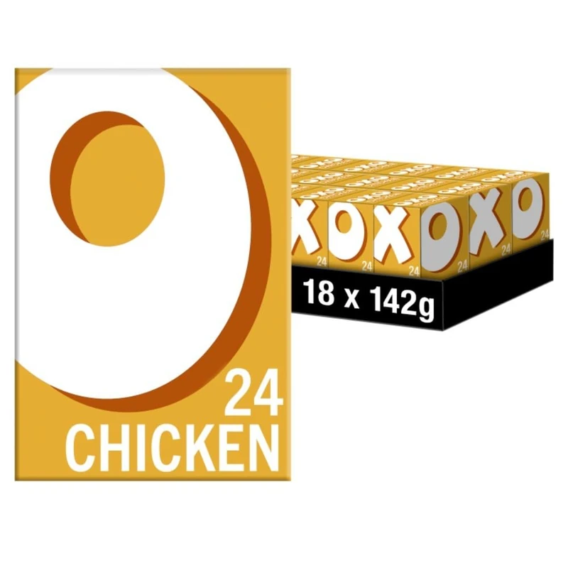 OXO 24 Chicken Stock Cubes - Deep, Rich & Savoury Flavour, Ideal for Soups, Stews, Gravy & Roast, Free from Preservatives, Multipack of 18 x 142 g (432 Cubes Total)